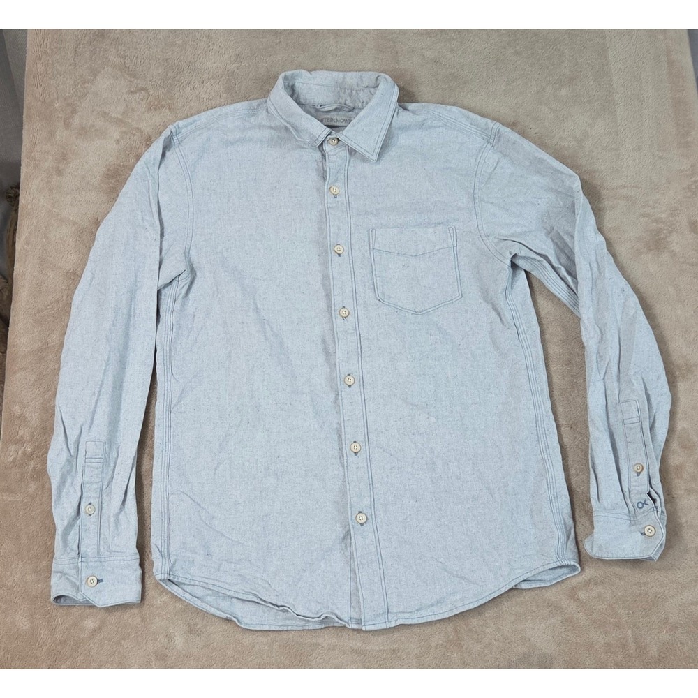 Outerknown Chambray Shirt Mens Small Blue Recycled Cotton Casual Button Up LS
